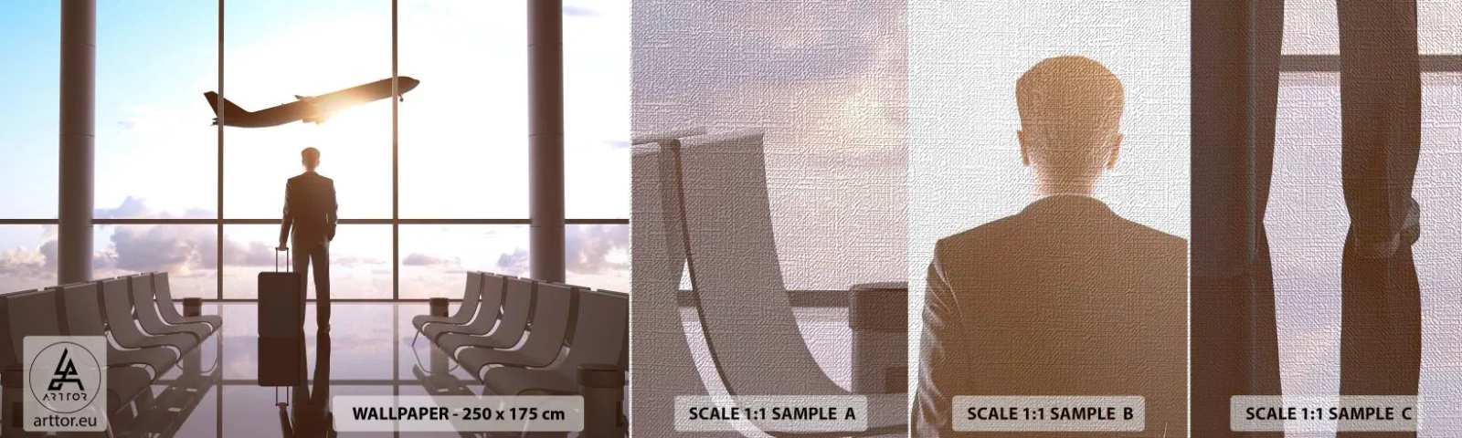 Échantillon de Papier Peint Premium Canvas - Vous avez le temps, ralentissez - Aéroport, Avion, Voyages - 100x30 cm