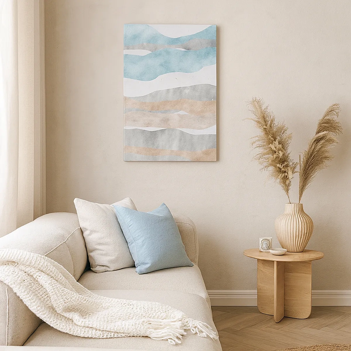 Impression sur toile - Image sur toile - Rayures abstraites aux tons pastel - 50x70cm - Une étude de proximité - Décoration murale moderne pour le salon et la chambre ARTTOR