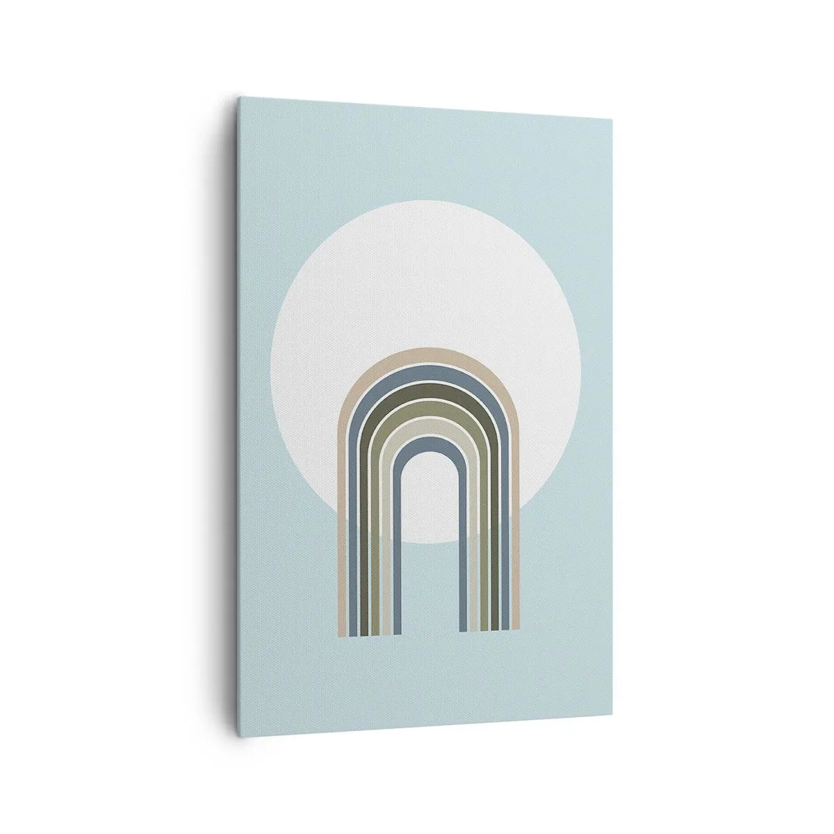 Impression sur toile - Image sur toile - Une composition minimaliste avec un cercle et des lignes sur un fond pastel. - 80x120cm - Attraction irrésistible - Décoration murale moderne pour le salon et la chambre ARTTOR