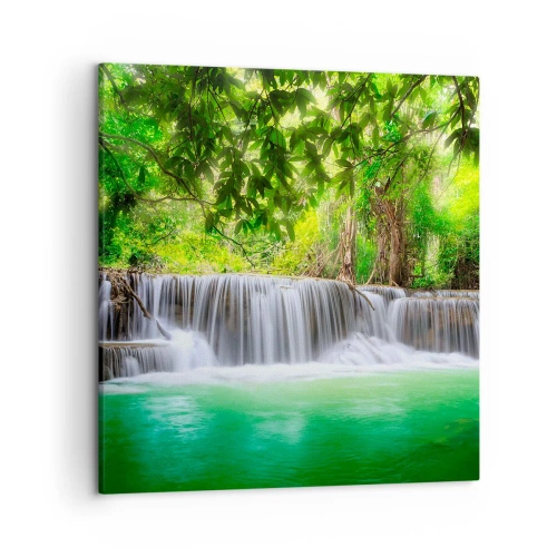 Impression sur toile - Image sur toile - Une cascade de vert - 50x50 cm