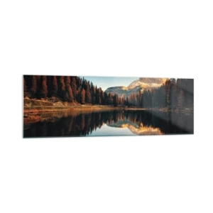 Impression sur verre - Image sur verre - Paysage de montagne avec un lac et une forêt - 160x50cm - Double paysage - Décoration murale moderne pour le salon et la chambre ARTTOR