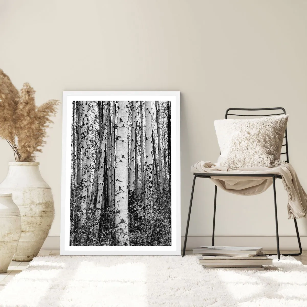 Affiche dans un cadre blanc - Poster - Enchevêtrement de bouleau - 61x91 cm
