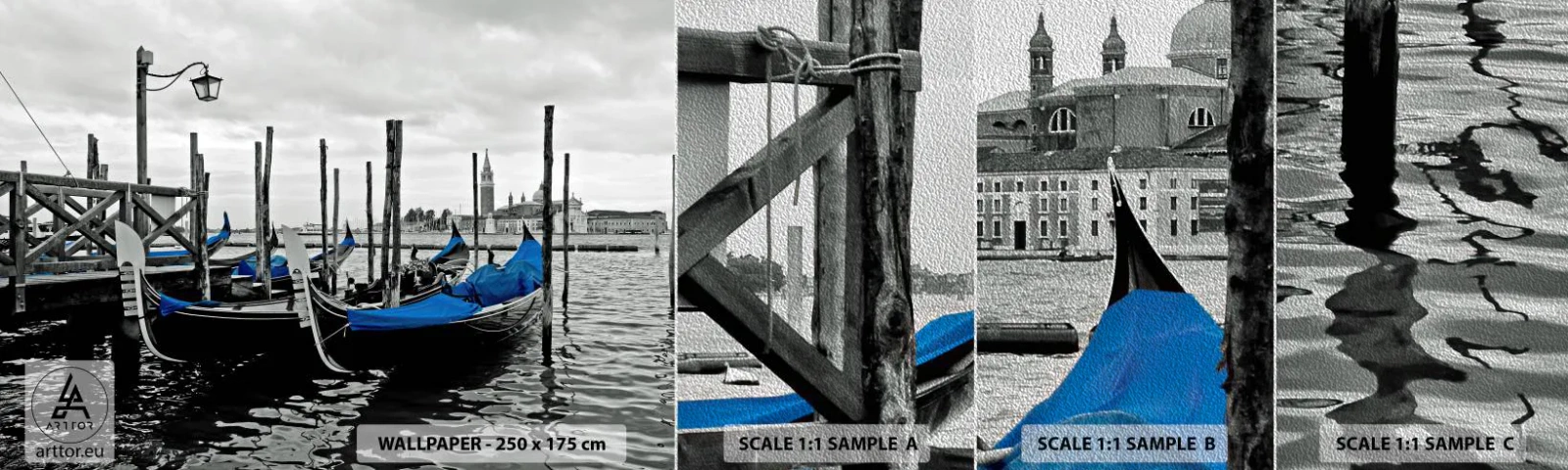 Échantillon de Papier Peint Premium Sand - Venise pensive - Ville, Venise, Italie - 100x30 cm