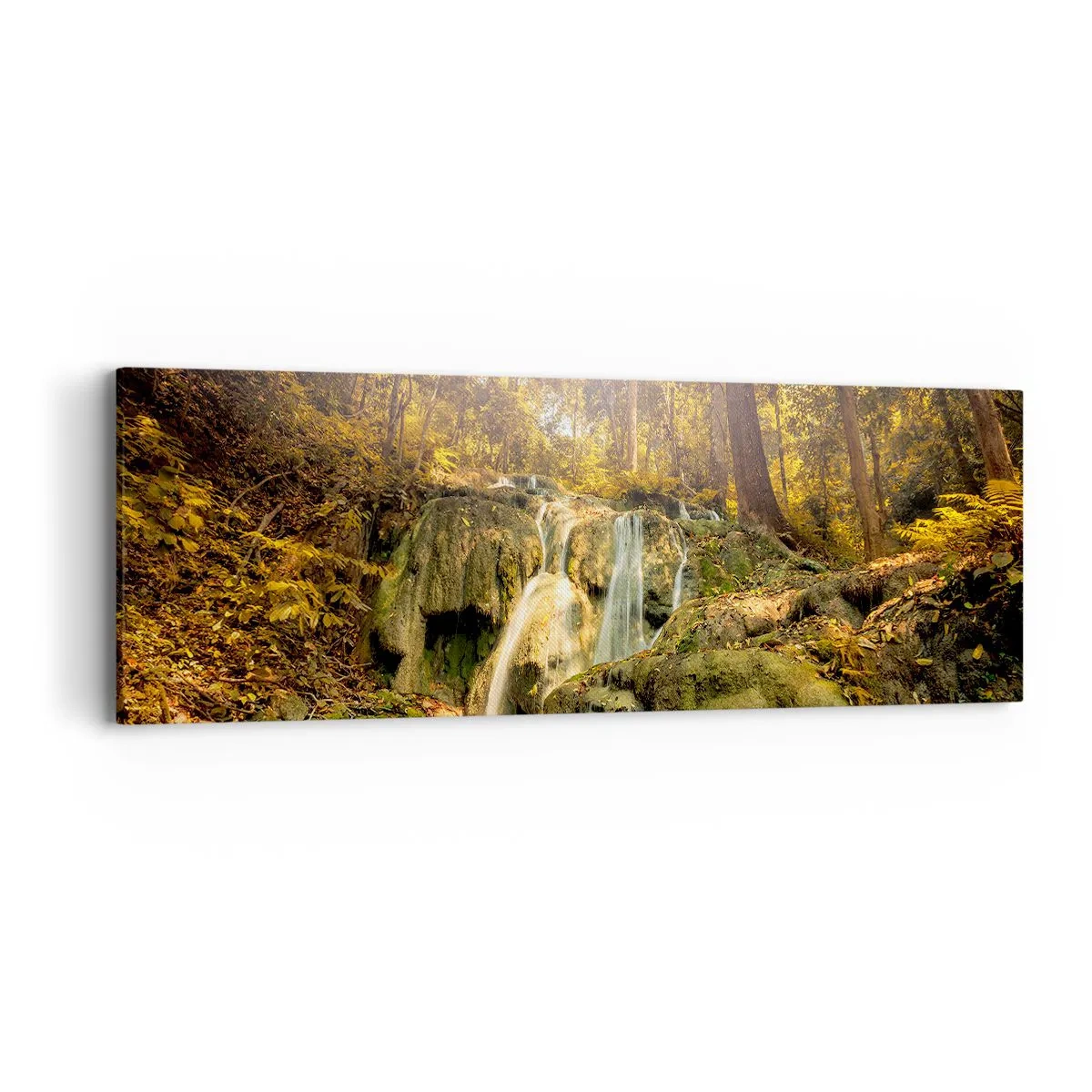 Impression sur toile - Image sur toile - Cascade de forêt en vert - 90x30 cm