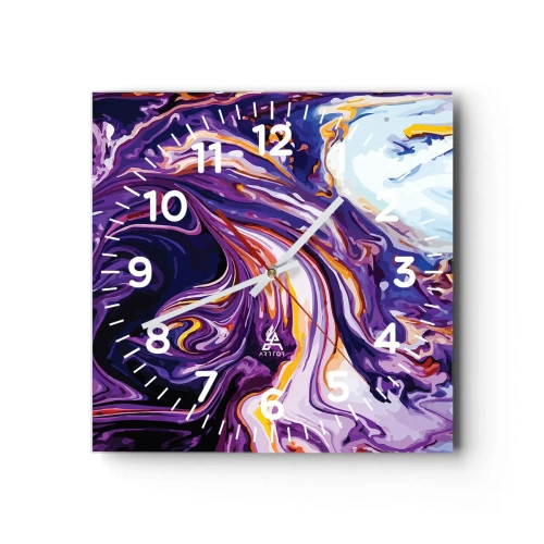 Horloge murale - Pendule murale - La courbure de l'espace en violet - 30x30 cm