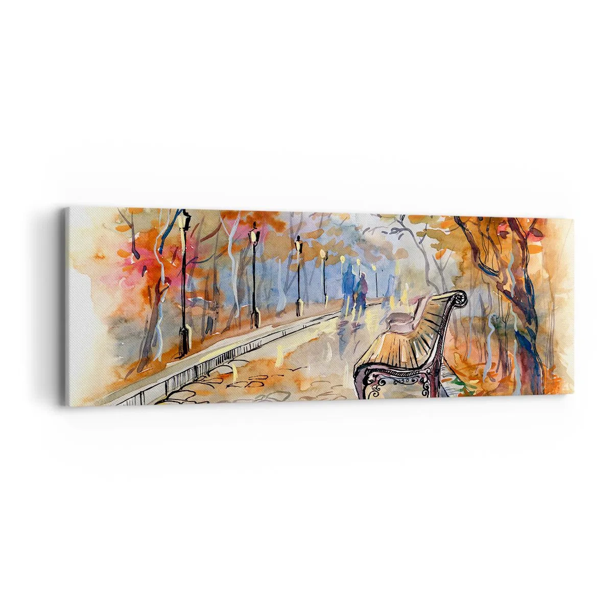Impression sur toile - Image sur toile - Errer ensemble à l'automne - 90x30 cm