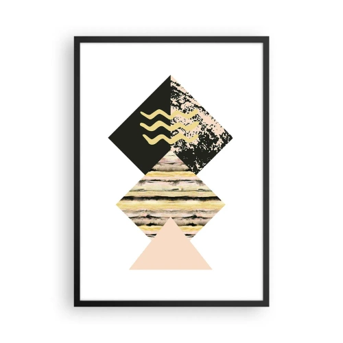 Affiche dans un cadre noir - Poster - Composition géométrique abstraite aux couleurs délicates - 50x70cm - Pas si simple - Décoration murale moderne pour le salon et la chambre ARTTOR