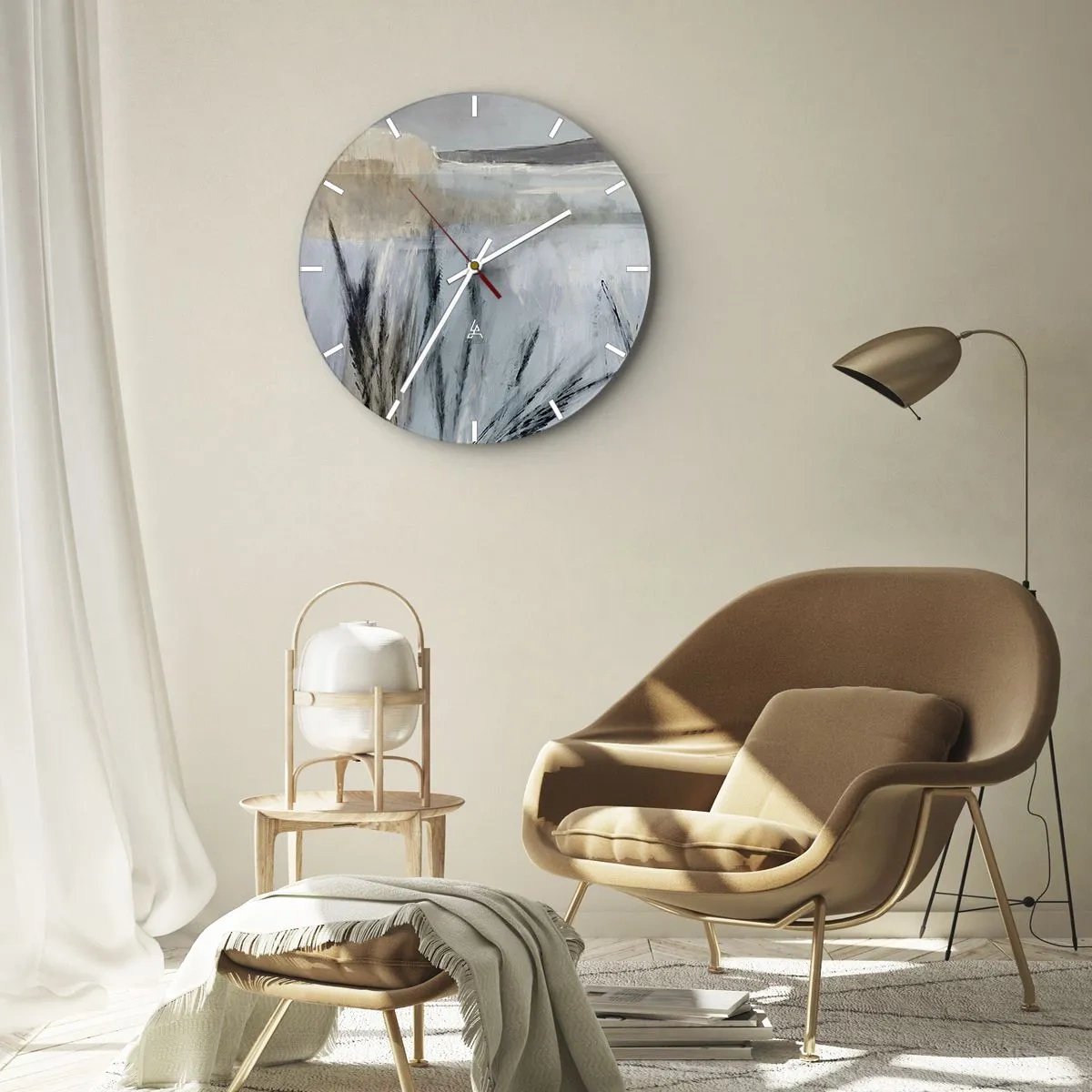 Horloge murale - Pendule murale - Champs d'hiver - 40x40 cm