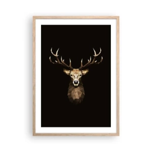Affiche dans un chêne clair - Poster - Cerf cubique - 50x70 cm