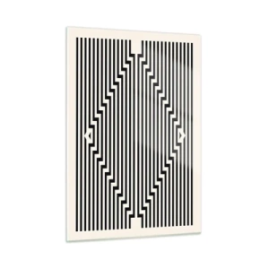 Impression sur verre - Image sur verre - Un motif fascinant de lignes noires et blanches créant une illusion - 50x70cm - Illusion géométrique - Décoration murale moderne pour le salon et la chambre ARTTOR