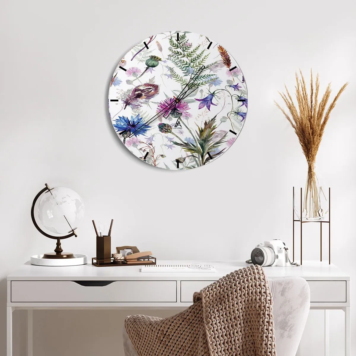 Horloge murale - Pendule murale - Herbier polonais - 40x40 cm