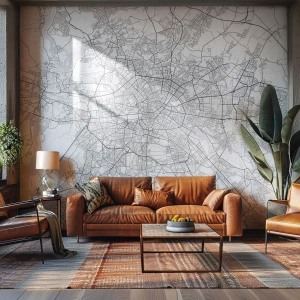 Papier Peint Photo Premium Canvas - Fleur de Berlin - Ville, Carte de la ville, Berlin - 200x140 cm