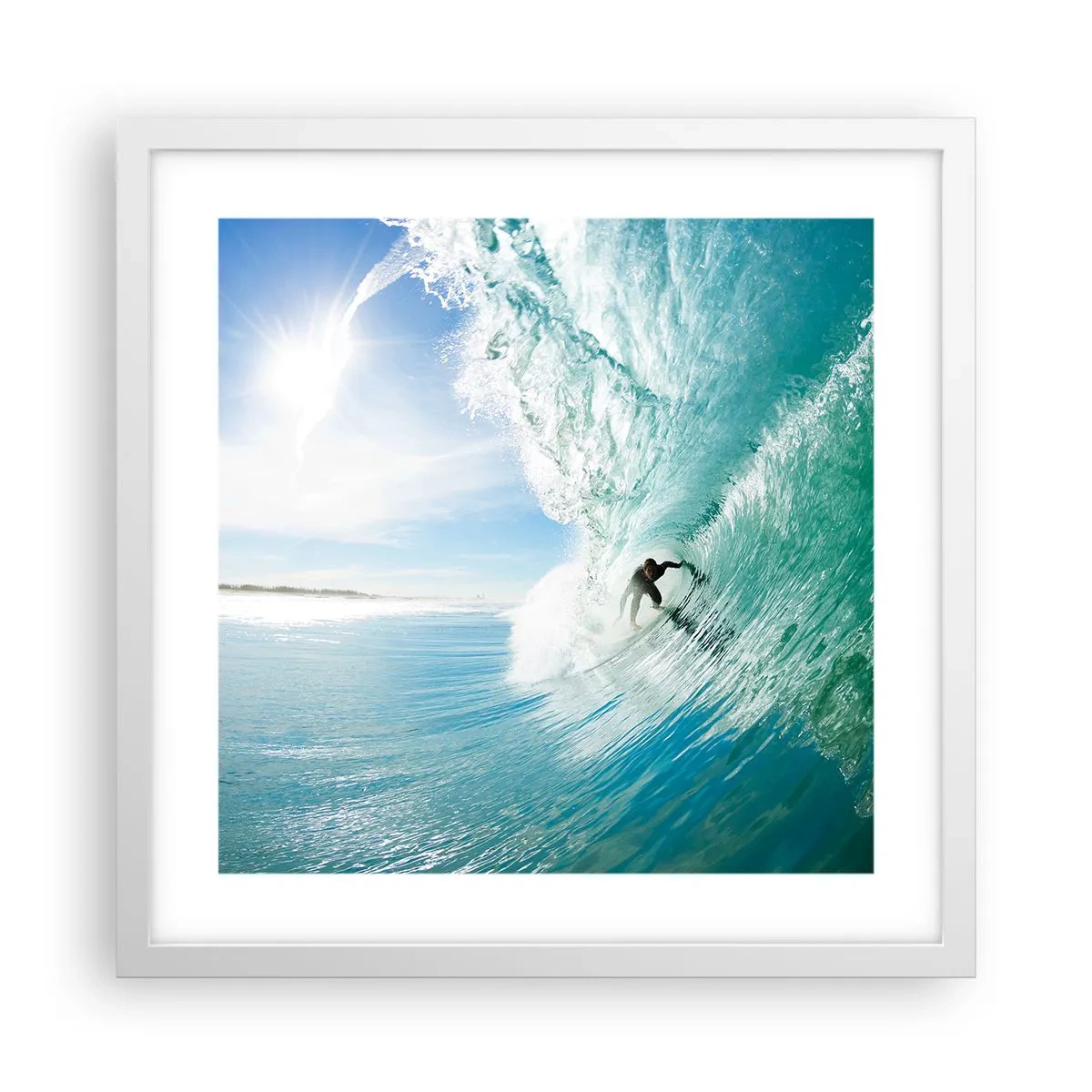 Affiche dans un cadre blanc - Poster - Toujours sur la vague - 40x40 cm