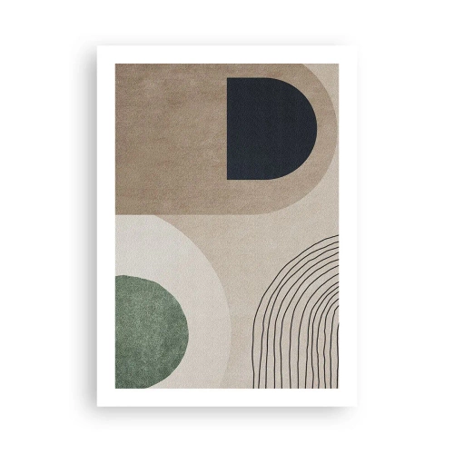 Affiche - Poster - Abstraction géométrique dans les tons beige, vert et noir - 50x70cm - La douceur de l'ovale - Décoration murale moderne pour le salon et la chambre ARTTOR