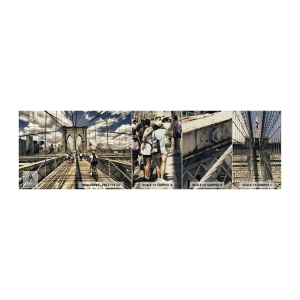 Échantillon de Papier Peint Premium Canvas - Directement en plein coeur de la ville - le pont de Brooklyn, New York, Ville - 100x30 cm