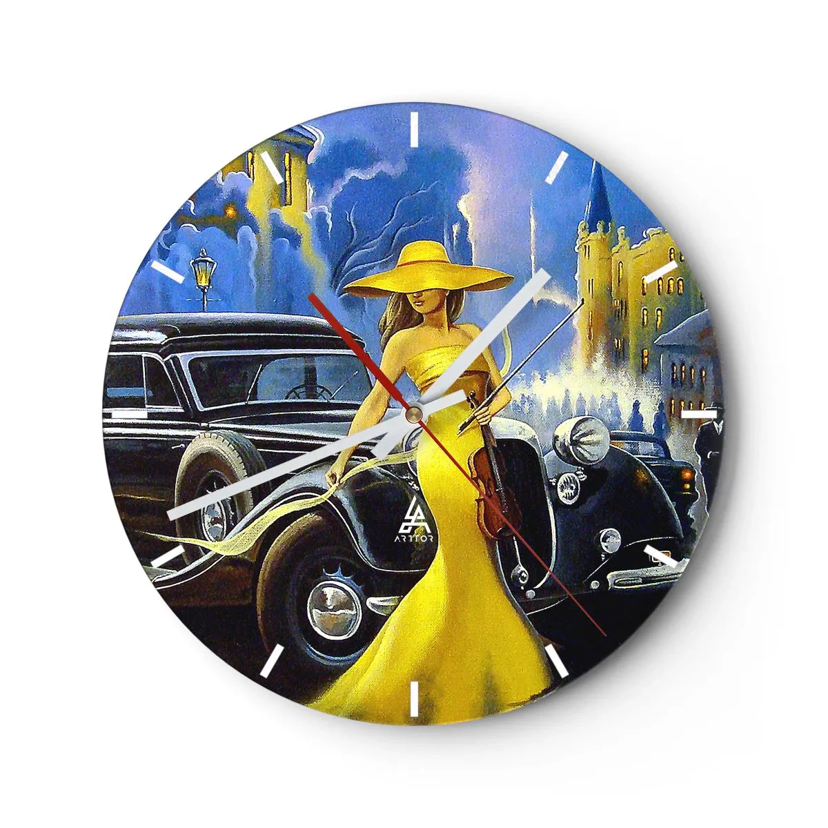 Horloge murale - Pendule murale - Nocturne pour violon et amour - 40x40 cm
