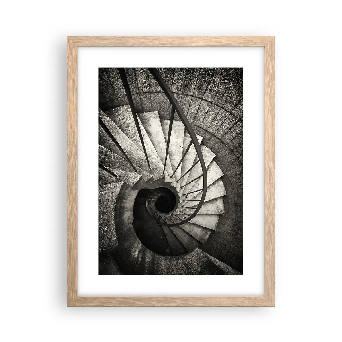 Affiche dans un chêne clair - Poster - En haut des escaliers, en bas des escaliers - 30x40 cm