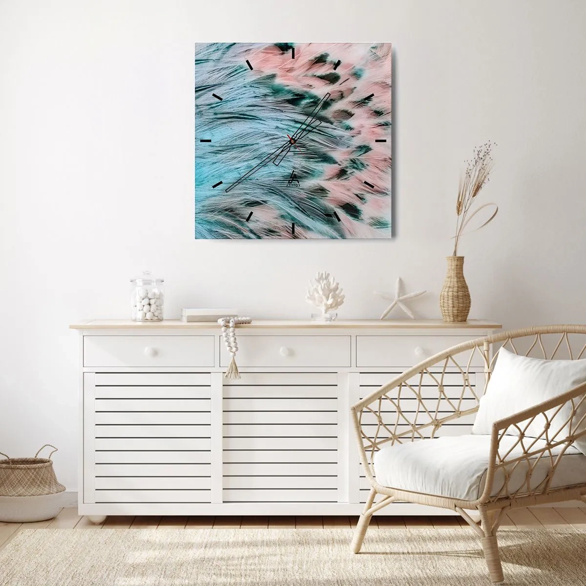 Horloge murale - Pendule murale - Duvet rose saphir - 30x30 cm