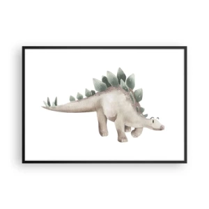 Affiche dans un cadre noir - Poster - Un dinosaure mignon aux couleurs pastel - 100x70cm - Votre ami - Décoration murale moderne pour le salon et la chambre ARTTOR