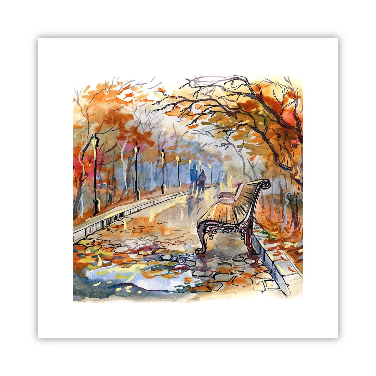 Affiche - Poster - Errer ensemble à l'automne - 30x30 cm