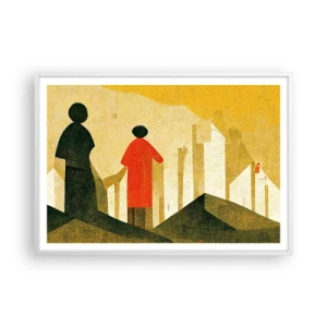 Affiche dans un cadre blanc - Poster - La route est encore longue - 100x70 cm