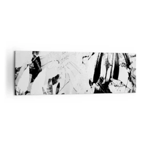 Impression sur toile - Image sur toile - Fleurs abstraites en noir et blanc dans un style minimaliste - 160x50cm - Automne en négatif - Décoration murale moderne pour le salon et la chambre ARTTOR