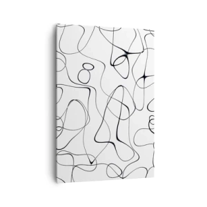 Impression sur toile - Image sur toile - Lignes noires abstraites sur fond blanc dans un style minimaliste - 70x100cm - Le chemin de la vie, les voies du hasard - Décoration murale moderne pour le salon et la chambre ARTTOR