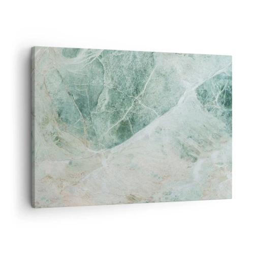 Impression sur toile - Image sur toile - Marbre vert aux délicates veines blanches - 70x50cm - La noble froideur de la pierre - Décoration murale moderne pour le salon et la chambre ARTTOR