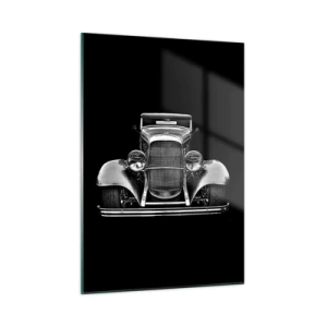 Impression sur verre - Image sur verre - Vue frontale d'une voiture rétro vintage - 50x70cm - Un vrai gentleman - Décoration murale moderne pour le salon et la chambre ARTTOR