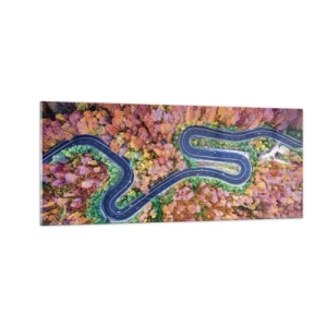 Impression sur verre - Image sur verre - Route sinueuse à travers la forêt - 100x40 cm