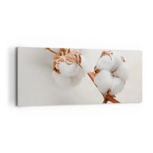 Impression sur toile - Image sur toile - Un brin de coton sur un fond subtil - 120x50cm - Seulement caliner - Décoration murale moderne pour le salon et la chambre ARTTOR