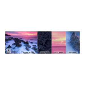 Échantillon de Papier Peint Premium Sand - Naissance dans la lumière et le brouillard - Paysage, Océan, Coucher de soleil - 100x30 cm