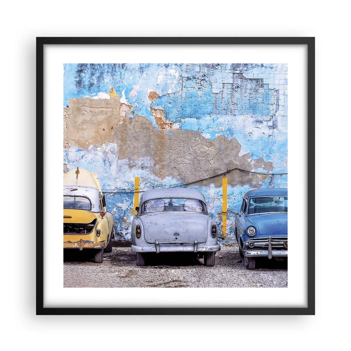 Affiche dans un cadre noir - Poster - Rencontre de vétérans - 50x50 cm