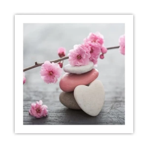 Affiche - Poster - Le bonheur avec une fleur de cerisier - 50x50 cm