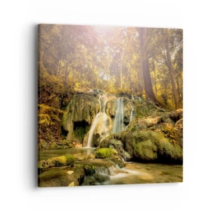 Impression sur toile - Image sur toile - Cascade de forêt en vert - 40x40 cm