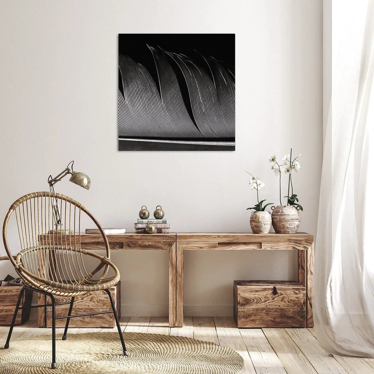 Impression sur toile - Image sur toile - La plume – un design magnifique - 70x70 cm