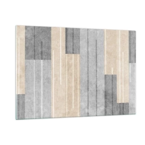 Impression sur verre - Image sur verre - Rayures géométriques dans les tons gris et beige - 120x80cm - Composition : se tenir droit - Décoration murale moderne pour le salon et la chambre ARTTOR
