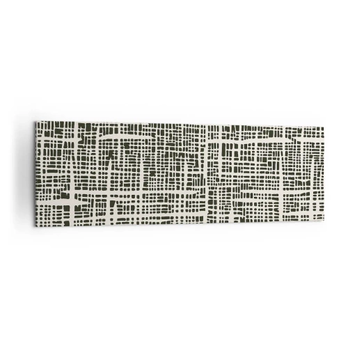 Impression sur toile - Image sur toile - Un motif géométrique ressemblant à une grille sur un fond clair - 160x50cm - Composition tissée - Décoration murale moderne pour le salon et la chambre ARTTOR