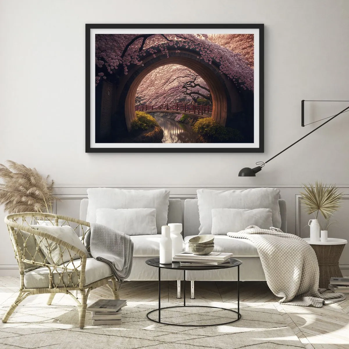 Affiche dans un cadre noir - Poster - Printemps japonais - 50x40 cm