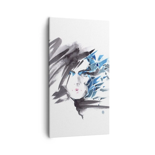 Impression sur toile - Image sur toile - Portrait sensuel en gris et bleu - 45x80 cm
