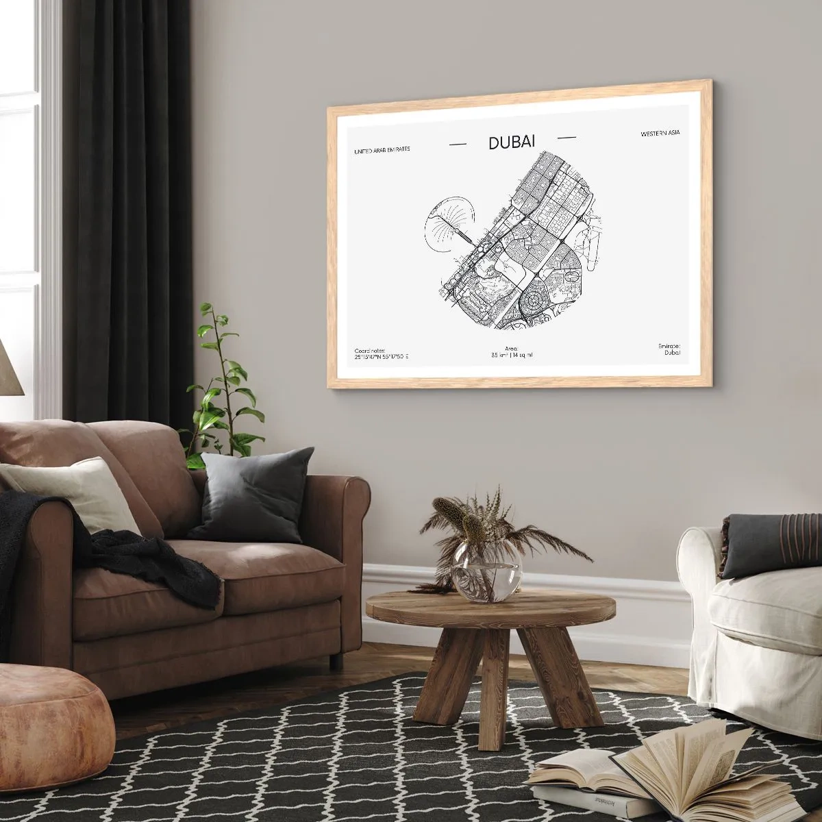 Affiche dans un chêne clair - Poster - Anatomie de Dubaï - 100x70 cm