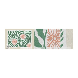 Échantillon de Papier Peint Premium Canvas - Fleurit en vert - Bohème, Botanique, Fleurs - 100x30 cm