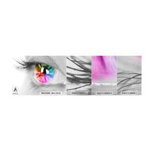 Échantillon de Papier Peint Premium Canvas - Regarde le monde en couleur - Abstraction, Oeil coloré, 3D - 100x30 cm