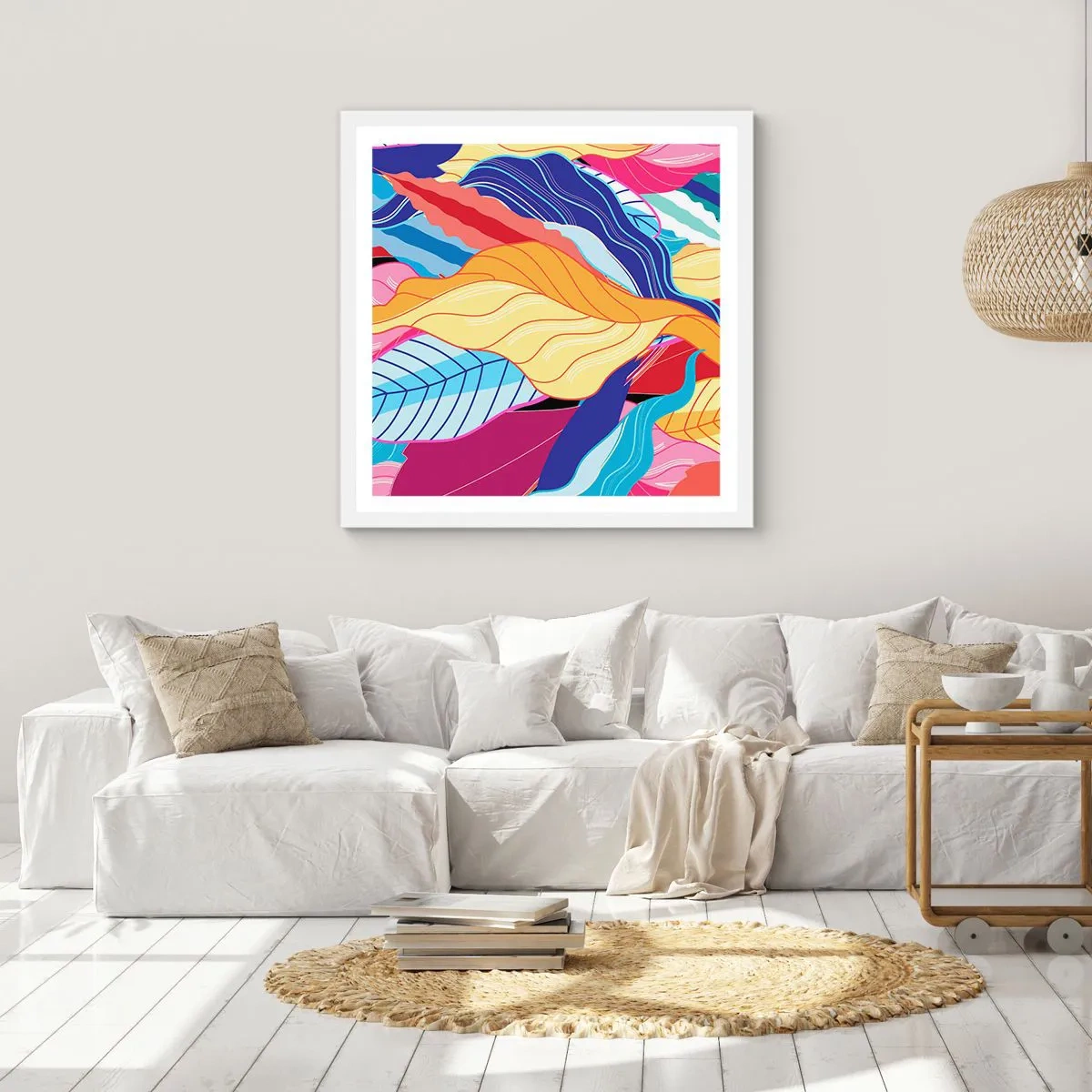 Affiche dans un cadre blanc - Poster - Un désordre coloré - 30x30 cm