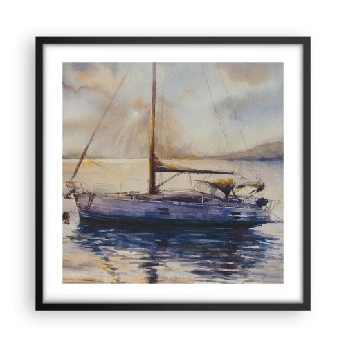 Affiche dans un cadre noir - Poster - Soirée sur la baie - 50x50 cm