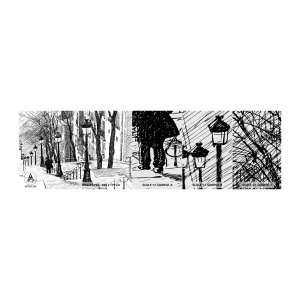 Échantillon de Papier Peint Premium Canvas - Une histoire d'amour ou une histoire d'horreur ? - Montmartre, Architecture, Paris - 100x30 cm