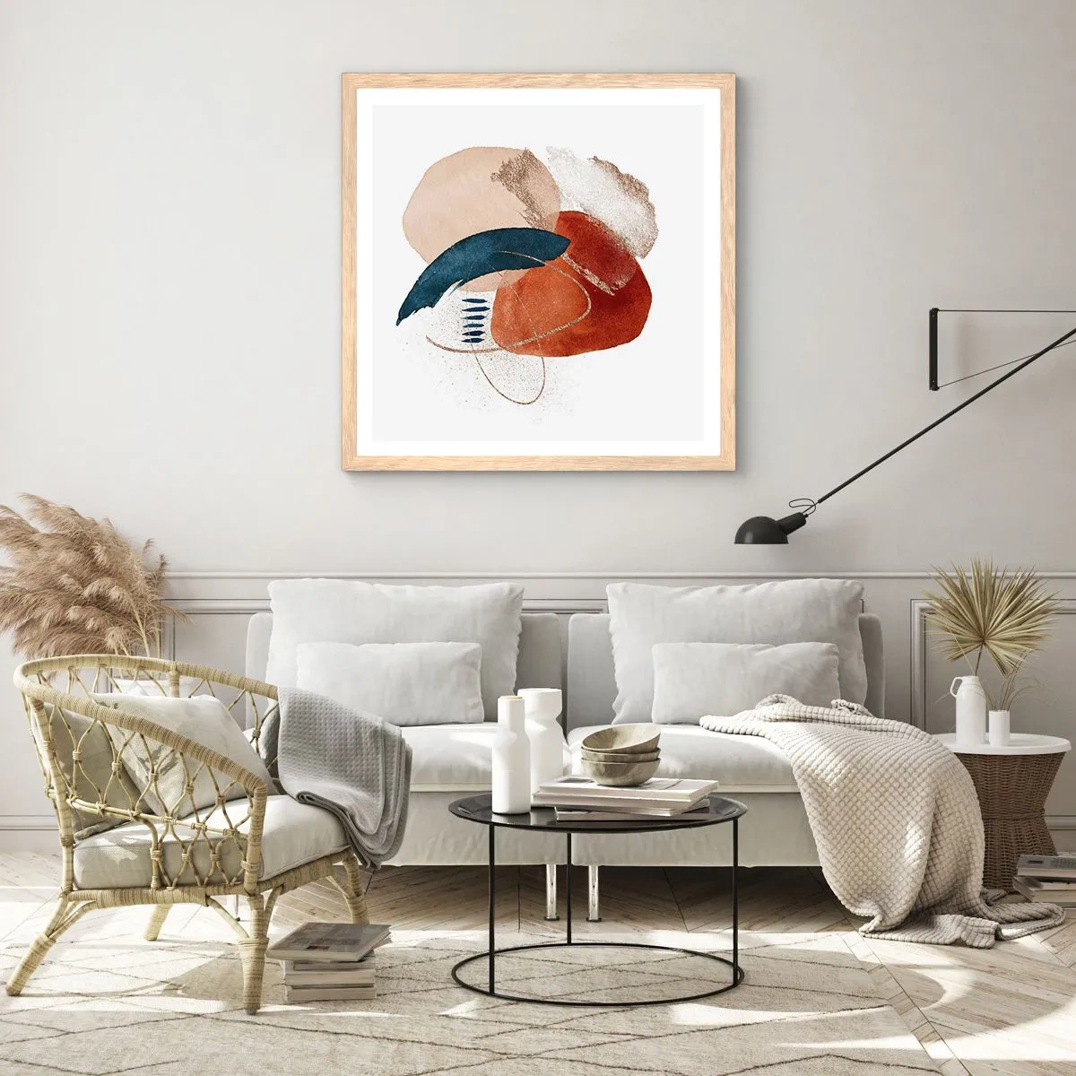Affiche dans un chêne clair - Poster - Composition ovale - 40x40 cm