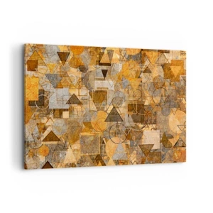 Impression sur toile - Image sur toile - Motifs géométriques abstraits dans des tons dorés - 120x80cm - Le monde en forme - Décoration murale moderne pour le salon et la chambre ARTTOR