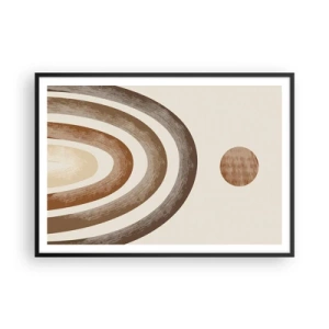 Affiche dans un cadre noir - Poster - Motif planétaire géométrique dans les tons de marron - 100x70cm - Dans une galaxie lointaine - Décoration murale moderne pour le salon et la chambre ARTTOR
