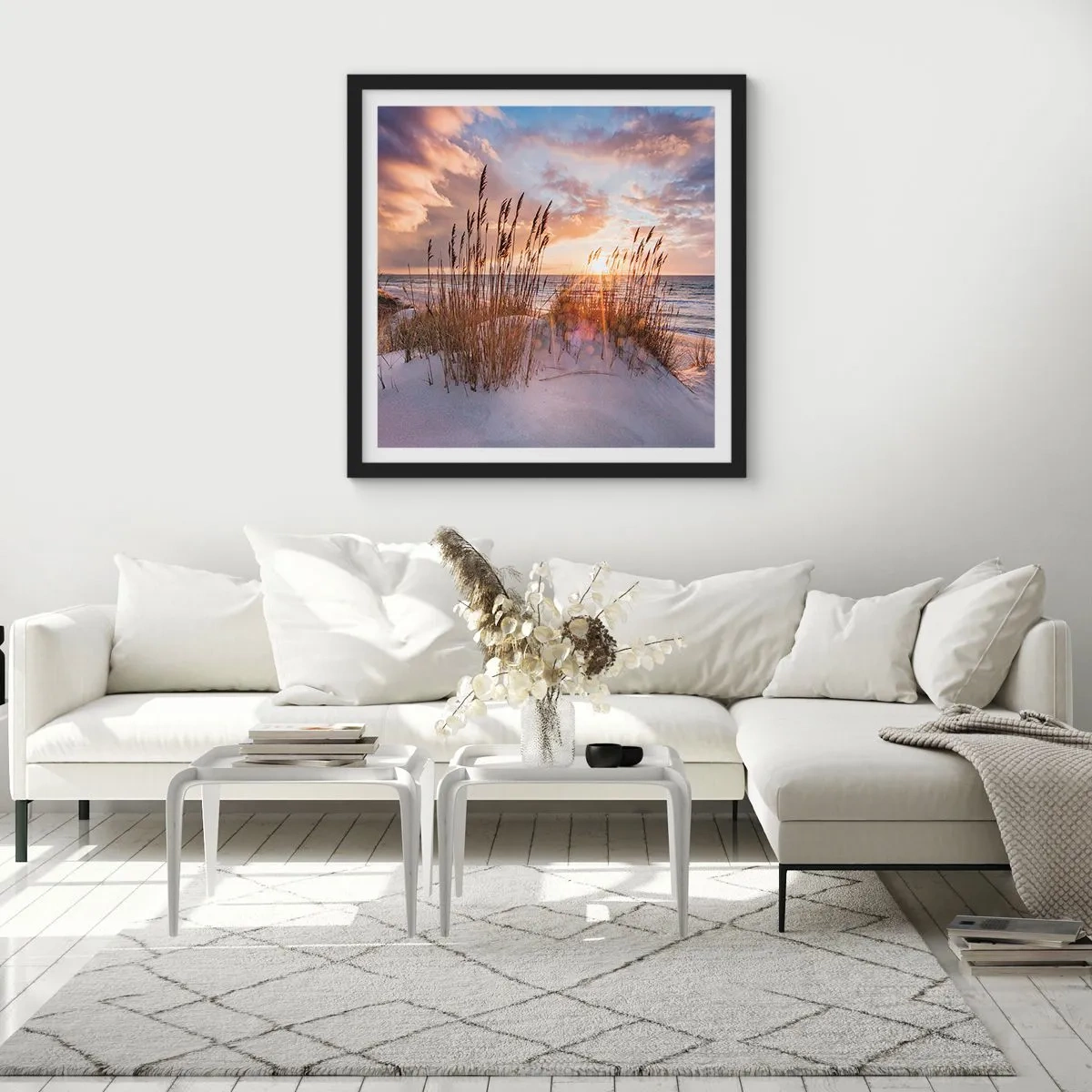 Affiche dans un cadre noir - Poster - Salutations du soleil et du vent - 50x50 cm